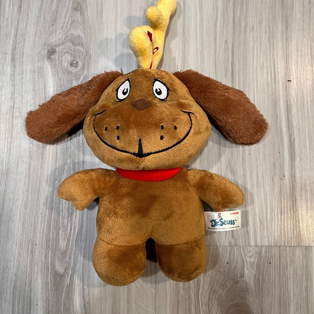 NWOT Dr. Seuss Brown Plush Dog with Yellow Antlers - Picture 2 of 6